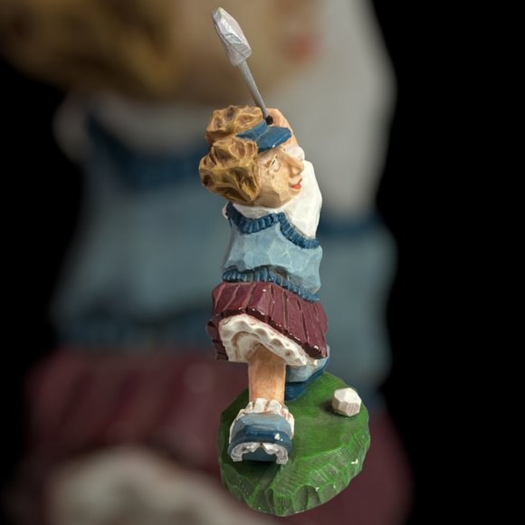 Vtg Set of 2 David Frykman Figurines The Golfers Funny Ol Lady & Ol Man Bookends - Picture 3 of 15